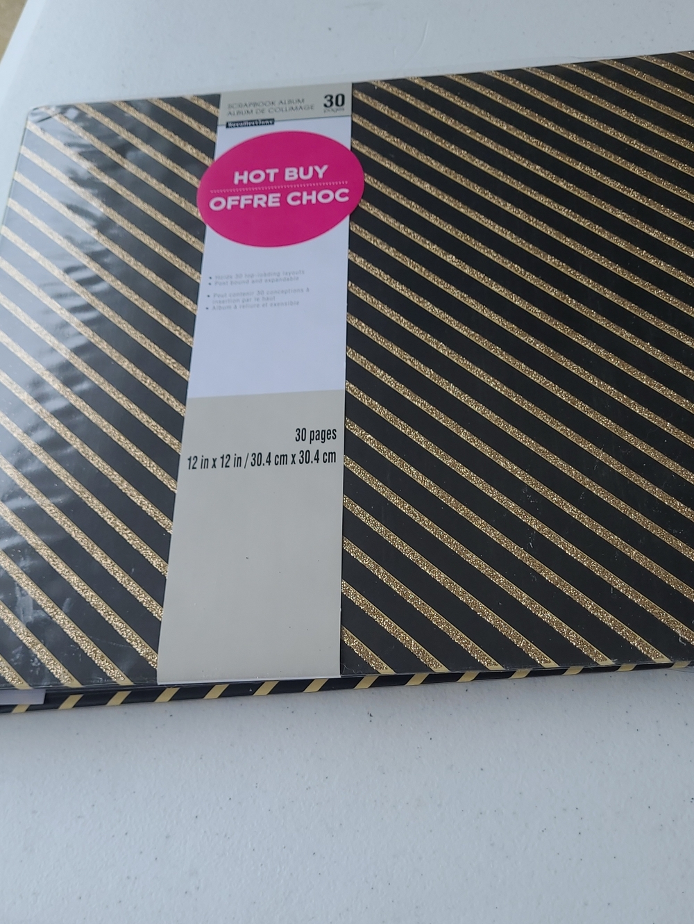 NWT-Recollections Black and Gold Diagonal Stripe Scrapbook Album